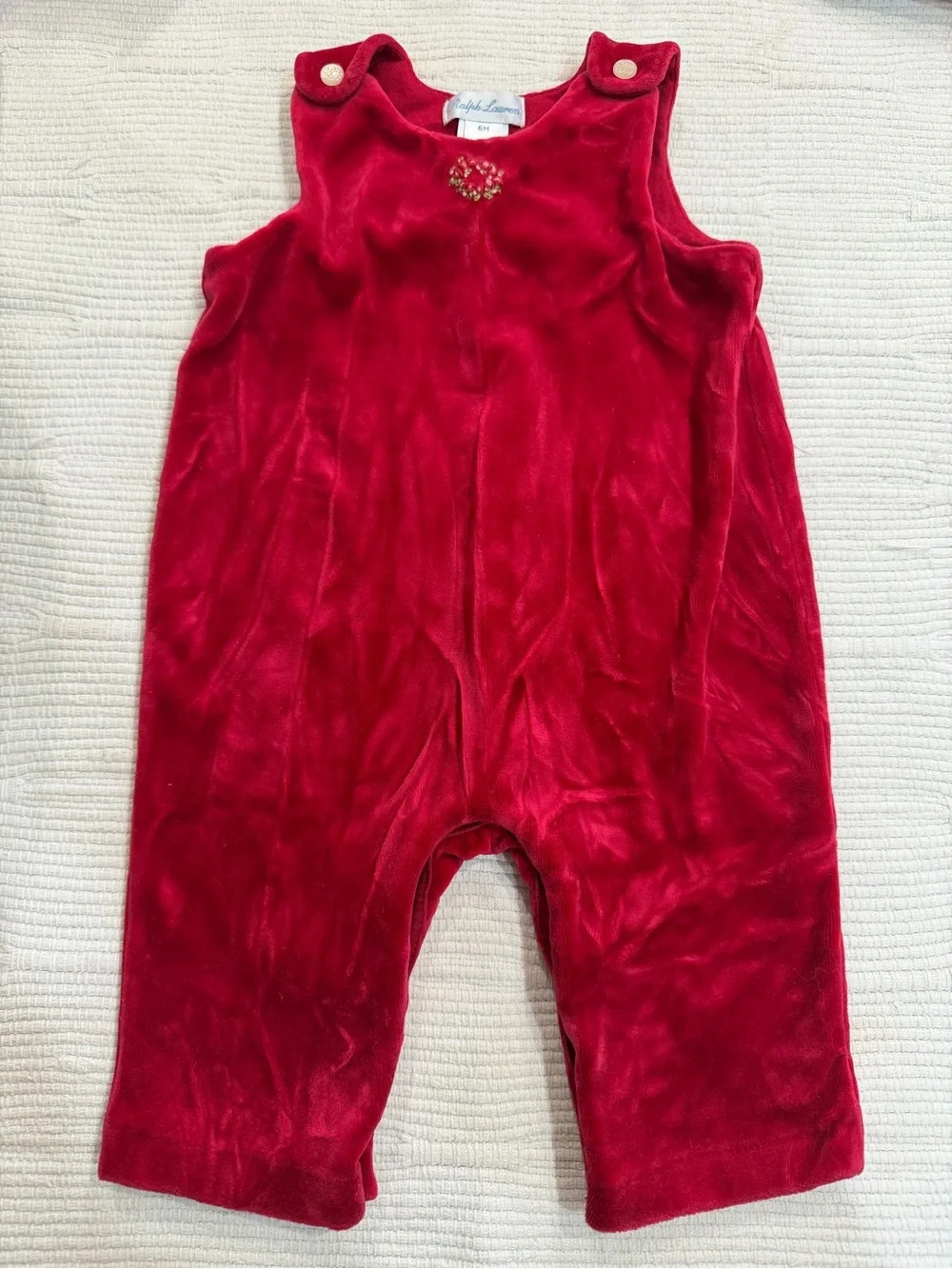 Ralph Lauren Red Velvet Baby Romper